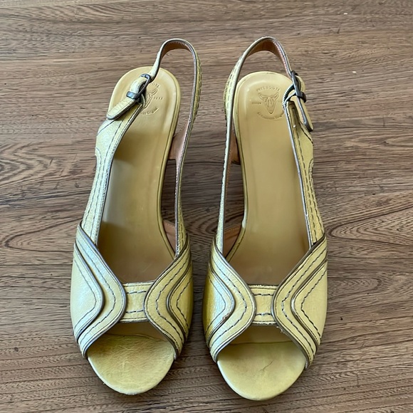 Frye Leather Slingback Sandals; Yellow - Picture 1 of 5